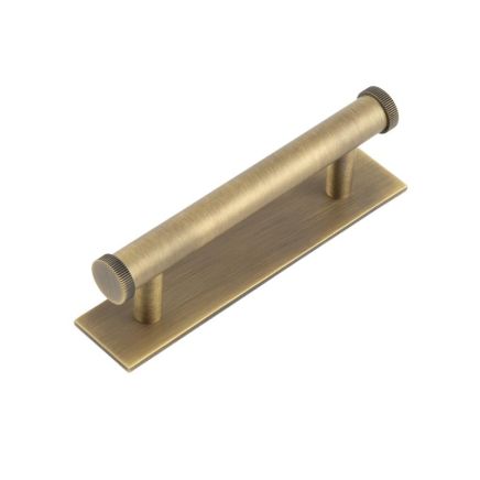 Hoxton Thaxted Cabinet Handles 96mm Ctrs Plain Backplate Antique Brass - By Frelan Hardware - HOX-250AB-5050AB
