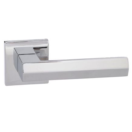 Senza Pari Davoli Lever Door Handle on Flush Square Rose - Polished Chrome (Pair)