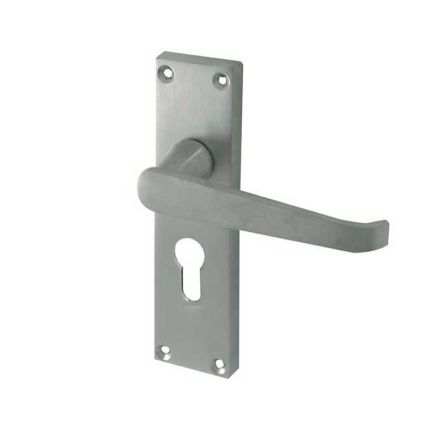 Victorian Straight Door Handles on Euro Profile Lockplate Satin Chrome - By Frelan Hardware - JV30ESC