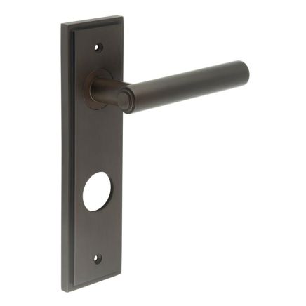 Richmond Door Handle Din Bathroom Backplate Dark Bronze - By Frelan Hardware - BUR45KIT91