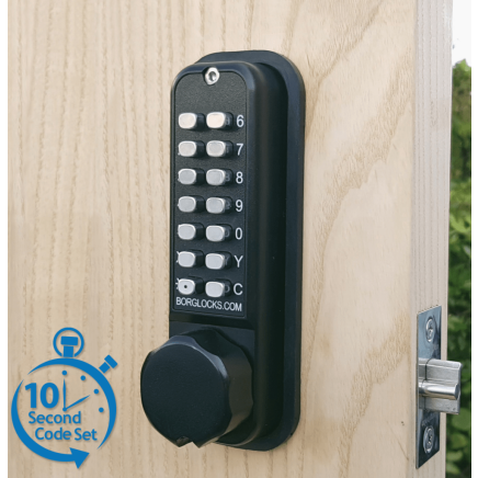 Borg BL2621 MG Pro ECP - Easicode Pro, Marine Grade Hex Knob - Back To Back Keypads, 60mm Tubular Latch, MG Pro (Black) Finish