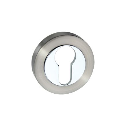 Senza Pari Euro Escutcheons on Round Rose - Satin Nickel/Polished Chrome (Pair)
