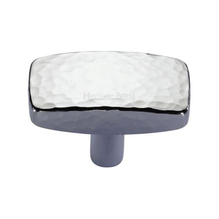 Heritage Brass Cabinet Knob Rectangular Hammered Design 47mm Polished Chrome finish