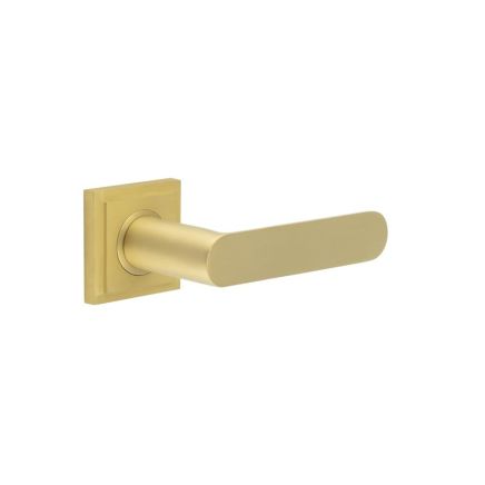 Kensington Door Handles Square Stepped Rose Satin Brass - By Frelan Hardware - BUR25KIT241