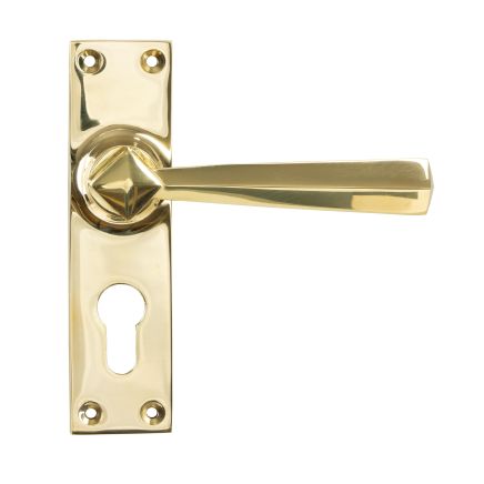 Polished Brass Straight Lever Euro Lock Set