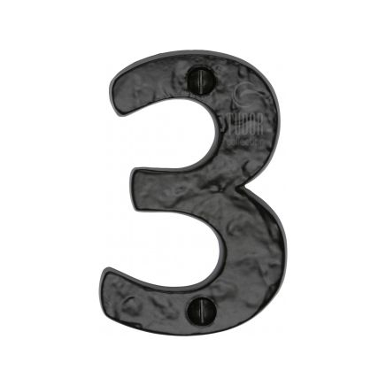 The Tudor Numeral 3 - 3" Black Iron