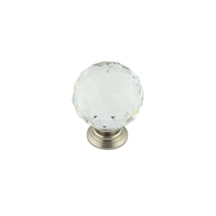 40mm Satin Nickel Faceted Glass Ball Knob - By Frelan Hardware - JH4155-40SN
