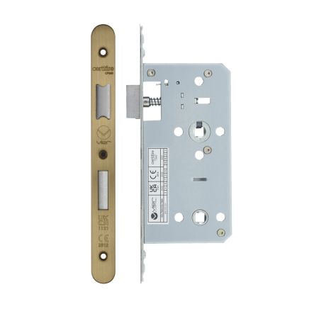 Zoo Hardware 2 Piece - DIN bathroom - 78mm c/c - backset 55mm - radius - Antique Brass