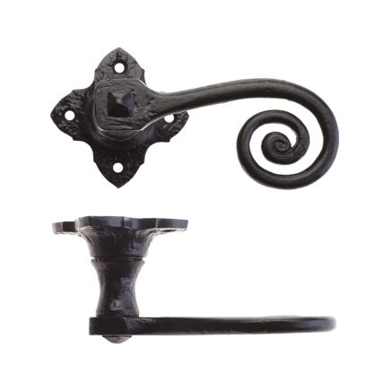 Zoo Hardware Curly Tail Lever on Square Rose - 2" - Black