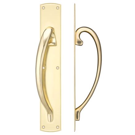 Zoo Hardware Cast brass pull handle with backplate - 457mm - left hand