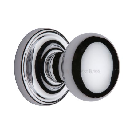 Heritage Brass Mortice Knob on Rose Hampstead Design Polished Chrome finish