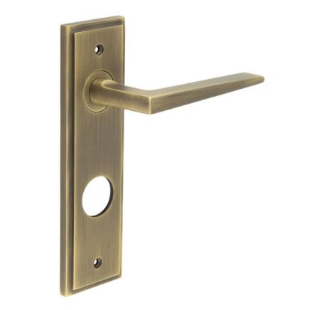 Mayfair Door Handle Din Bathroom Backplate Antique Brass - By Frelan Hardware - BUR10KIT13
