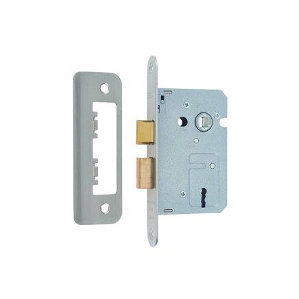 Jedo Kontrax 2 Lever Sashlocks with Radiused Forend & Strike Plate 65mm Satin Nickel - By Frelan Hardware - JL470RSN