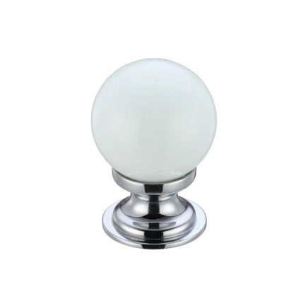Zoo Hardware Glass Ball Cabinet Knob - Plain 30mm - White