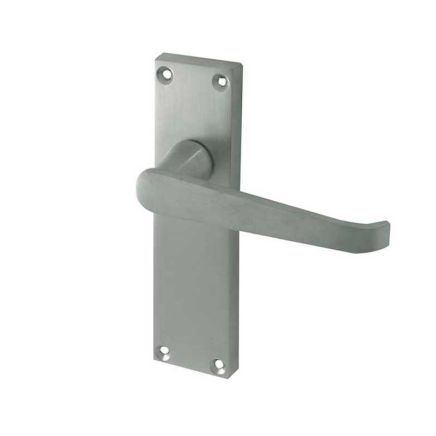 Victorian Straight Door Handles on Long Latchset Plate Satin Chrome - By Frelan Hardware - JV31LSC