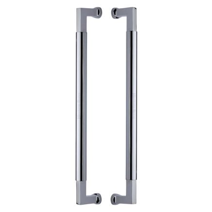 Heritage Brass Door Pull Handle Bauhaus Design 483mm Polished Chrome Finish