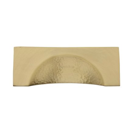 Heritage Brass Drawer Cup Pull Hampshire Hammered Design 57mm CTC Satin Brass Finish
