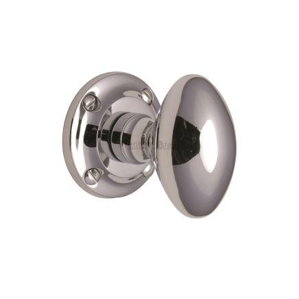 Heritage Brass Mortice Knob on Rose Suffolk Design Polished Chrome finish