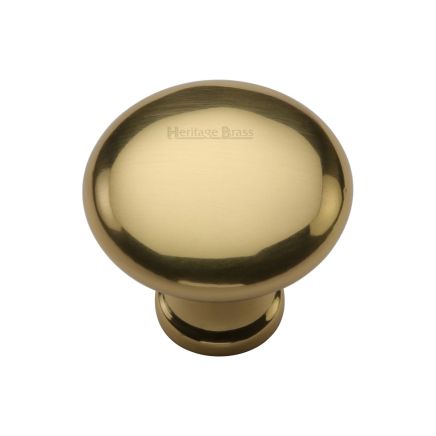 Heritage Brass Cabinet Knob Victorian Round Design 32mm Polished Brass finish