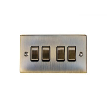 Eurolite Enhance Decorative 4 Gang Switch Antique Brass