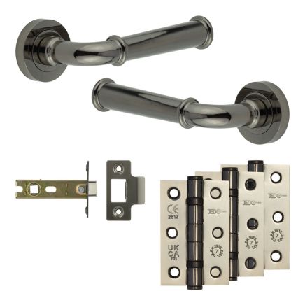 Complete Classic Door Handle Pack - Internal Doors - Black Nickel - 76mm / 3-inch Hinges - JE-A3B-BN