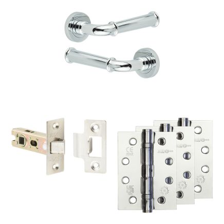 Complete Classic Door Handle Pack - Internal Doors - Polished Chrome - 64mm / 4-inch Hinges - JE-A1A-PC
