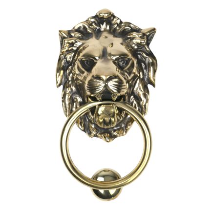 Aged Brass Lion Head Door Knocker