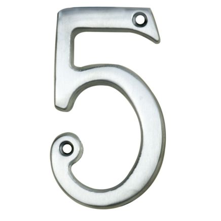 Numerals (0-9) Number 5 - Satin Chrome