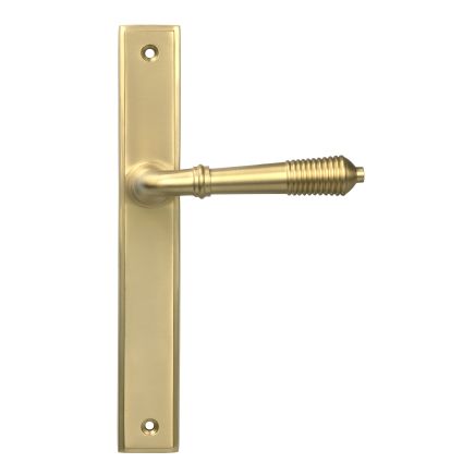 Satin Brass Reeded Slimline Lever Latch Set