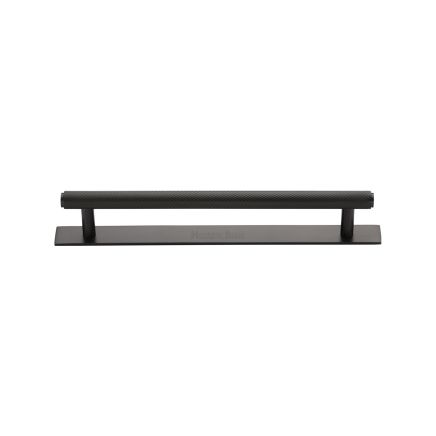 Heritage Brass Cabinet Pull Knurled Design with Plate 128mm CTC Matt Bronze Finish