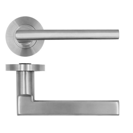 Zoo Hardware Varese Lever on Round Rose - Satin Stainless