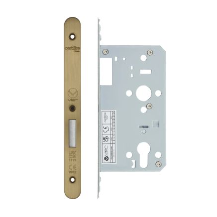 Zoo Hardware 2 Piece - DIN euro deadlock - backset 60mm - radius - Antique Brass