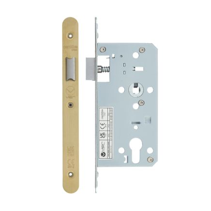 Zoo Hardware 2 Piece - DIN latch - backset 55mm - radius - Satin