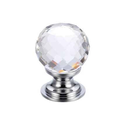 Zoo Hardware Glass Ball Cabinet Knob - Facetted 30mm - Chrome