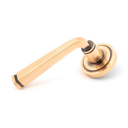 Polished Bronze Avon Round Lever on Rose Set (Art Deco) - Unsprung