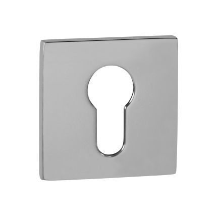 Tupai Rapido 5S Line Euro Escutcheons on 5mm Slimline Square Rose - Bright Polished Chrome