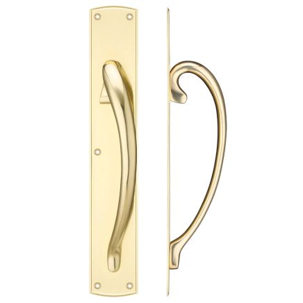 Zoo Hardware Cast brass pull handle with backplate - 457mm - right hand