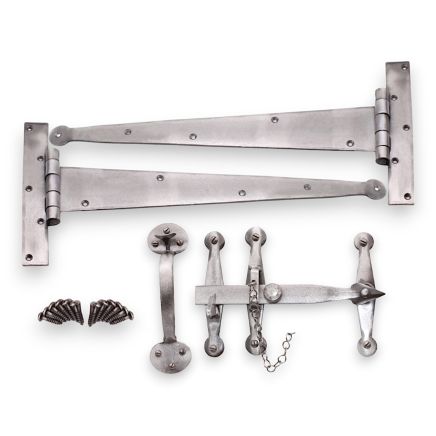 Heavy Duty Handforged Door Hardware Kit Pewter