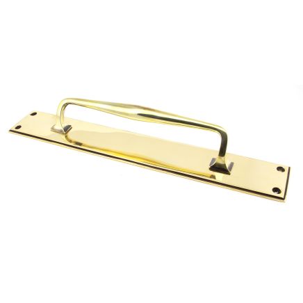 Aged Brass 425mm Art Deco Pull Handle on Backplate