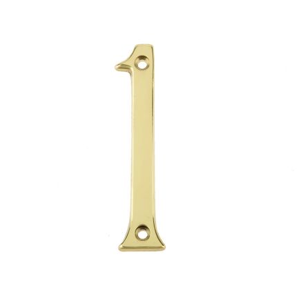 Jedo 75mm Screw Fix Numerals Polished Brass No. 1 - By Frelan Hardware - JN-1