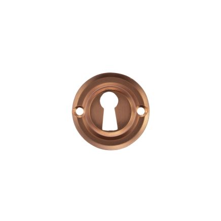 Old English Solid Brass Open Key Hole Escutcheons - Urban Satin Copper (Pair)