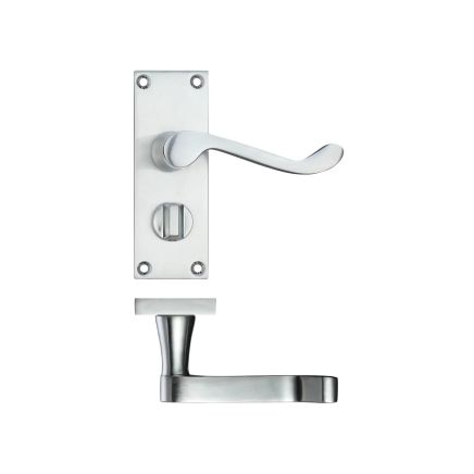 Zoo Hardware Project Victorian scroll lever on privacy backplate -114mm x 40mm - Satin Chrome