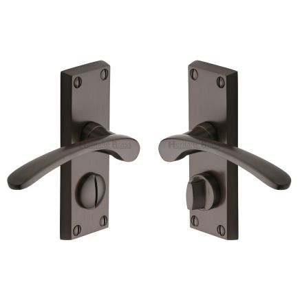 Heritage Brass Door Handle for Privacy Set Sophia Short Design Matt Bronze finish