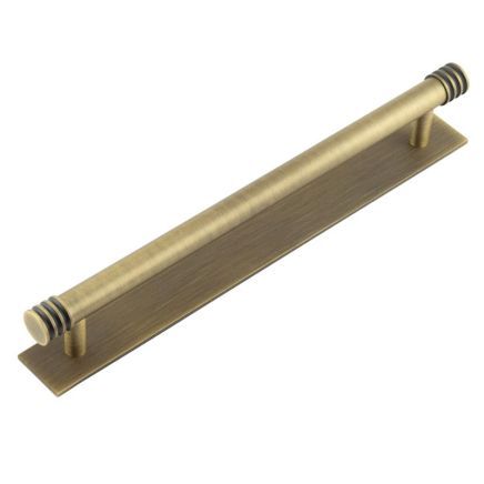 Hoxton Sturt Cabinet Handles 224mm Ctrs Plain Backplate Antique Brass - By Frelan Hardware - HOX-460AB-5060AB
