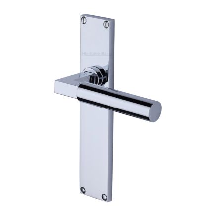 Heritage Brass Bauhaus Lever Latch Door Handle on 200mm Plate Polished Chrome finish