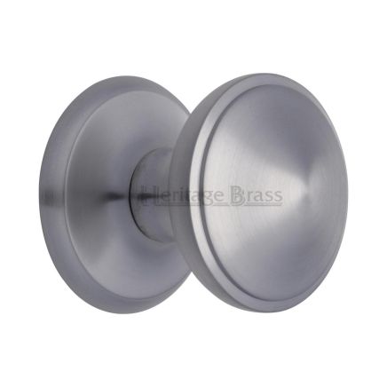 Heritage Brass Round Centre Door Knob 3" Satin Chrome finish