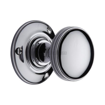 Heritage Brass Mortice Knob on Rose Richmond Design Polished Chrome finish