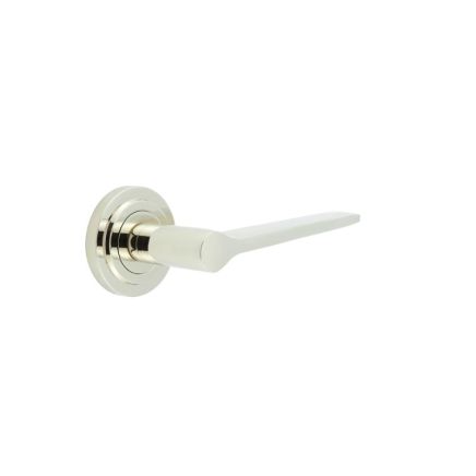 Knightsbridge Door Handle on Stepped Rose Polished Nickel - By Frelan Hardware - BUR20KIT159