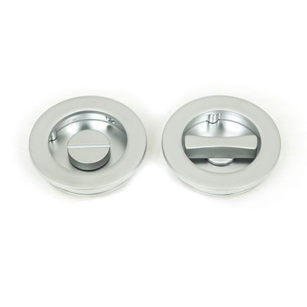 Satin Chrome 60mm Plain Round Pull - Privacy Set