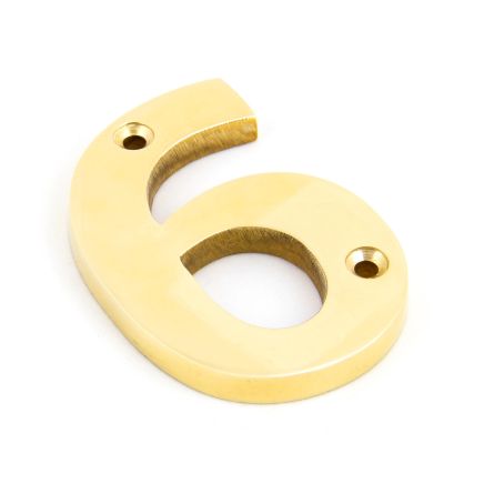 Polished Brass Numeral 6